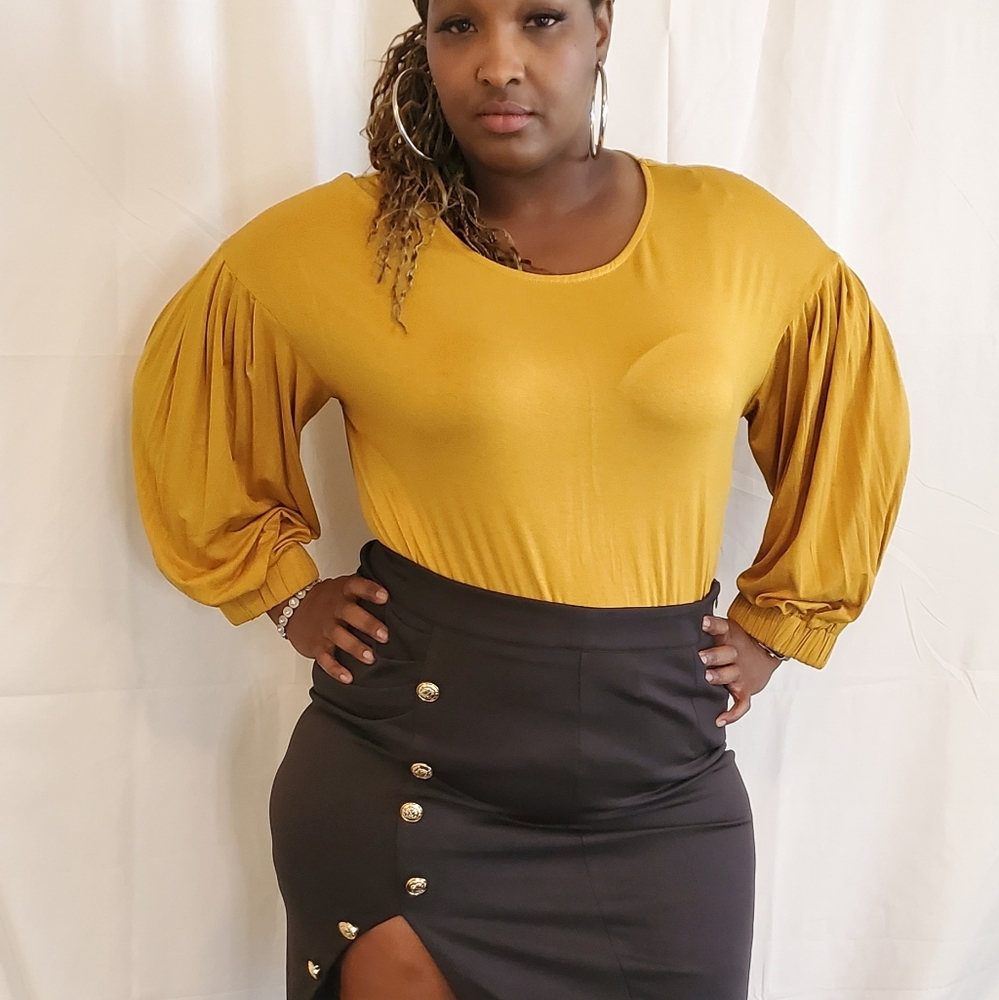 Gold Balloon Sleeve Top